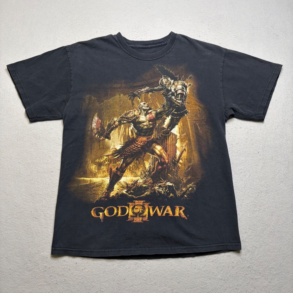 God of War III T-Shirt Mens Medium Black God of War 3 Kratos Graphic Vintage Y2K